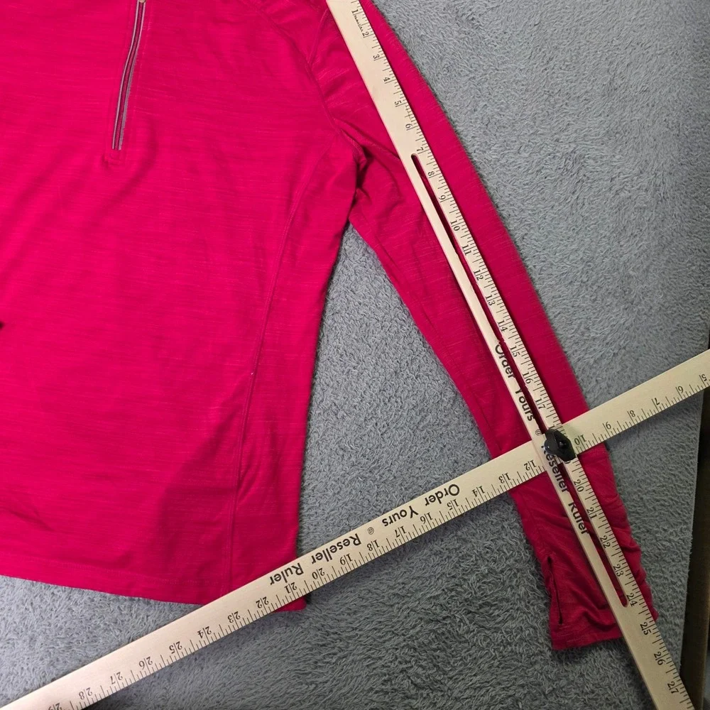Kirkland Womens Large Quarter Zip Pullover Pink Space Dye Thumbhole Athletic Top